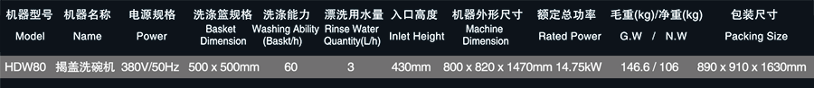 华菱揭盖洗碗机HDW-80(图2)